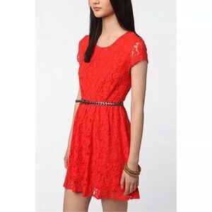 Urban Outfitters Coincidence & Chance Revel Orange Red Lace Mini Dress L